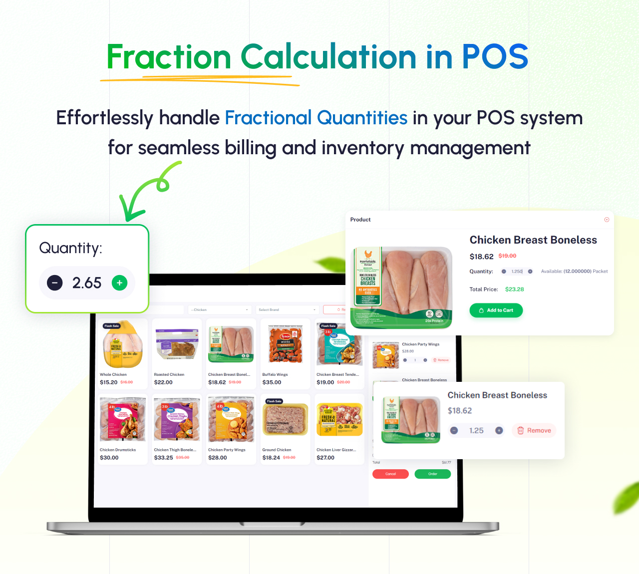 Powerful Pos with Fraction calculation in qty